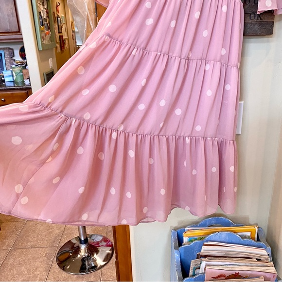 Gal Meets Glam Collection Finley pink & olive green polka dot ruffle dress - Picture 12 of 15